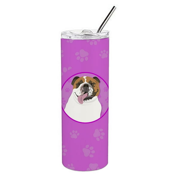 English Bulldog Tricolor #1 Stainless Steel 20 oz Skinny Tumbler 3 in x 8.25 in