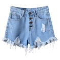 thumbnail image 2 of Vhkiploz Plus Size Summer Cut-Off Shorts for Women's Button-Up Short Ripped Jeans Solid Everyday Beach Board Shorts with Side Pockets, S-4XL, 2 of 8
