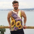 thumbnail image 6 of Daiia Daisy Sunflower Lazy Cat Printed Men's Quick Dry Fit Muscle Tank Top Slim-Fit Tank Workout Tank Top Lightweight Sports Tank Top-XX-Large, 6 of 7