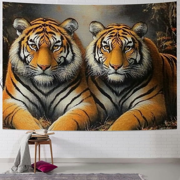Autua Tiger tapestry, wildlife wall hanging art, autumn maple leaf wall decoration tapestry nature theme bedroom living room decoration 40x30inch