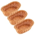 thumbnail image 4 of PAMINGONO Woven Tray Basket Kitchen Fruit Serving Tray Light Brown Polypropylene Woven Fibers 3Pcs, 4 of 8