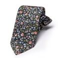 thumbnail image 3 of Barry.Wang Men's Cotton Ties Flower 3.15" Necktie Printed Skinny Tie Sets Clip Extra Long Flower Wedding Party Blue, 3 of 7