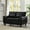 Black, variant on 59" Loveseat Modern Design Faux Leather Couch, Living Room Sofa with Storage, Big Armrest Sofa, Upholstered Breathable PU Leather Sofa (Burgundy)