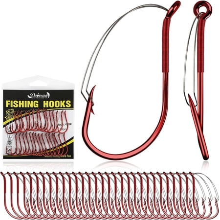 Weedless Octopus Hooks Size 1# Wire Weed Guard Fishing Hooks for Trout Panfish and Light Cover 30PCS