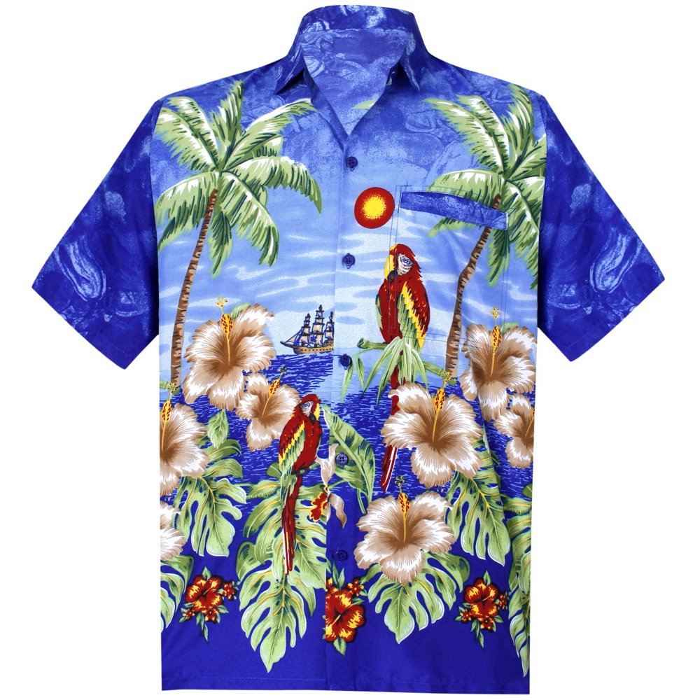 HAPPY BAY HAPPY BAY Men's Designer Parrot Fashion Short Sleeve