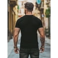 thumbnail image 2 of Camiseta de algodón con gráfico de barbacoa del Día del Trabajo para hombre: "El único que trabaja es mi barbacoa". Manga corta, suave y transpirable, lavable a máquina., 2 of 7
