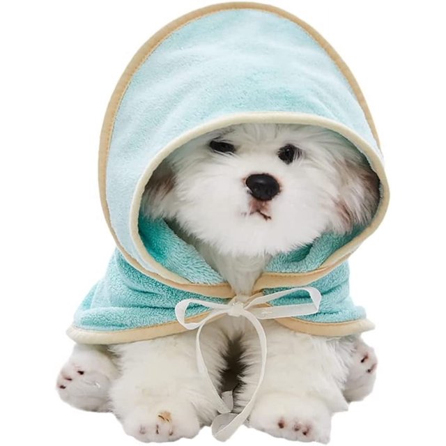 Toalla de baño para perros con capucha absorbente de primera calidad, toalla para mascotas de secado rápido para viajes de baño y playa para perros pequeños y gatos Toalla de bata de baño lavable a má
