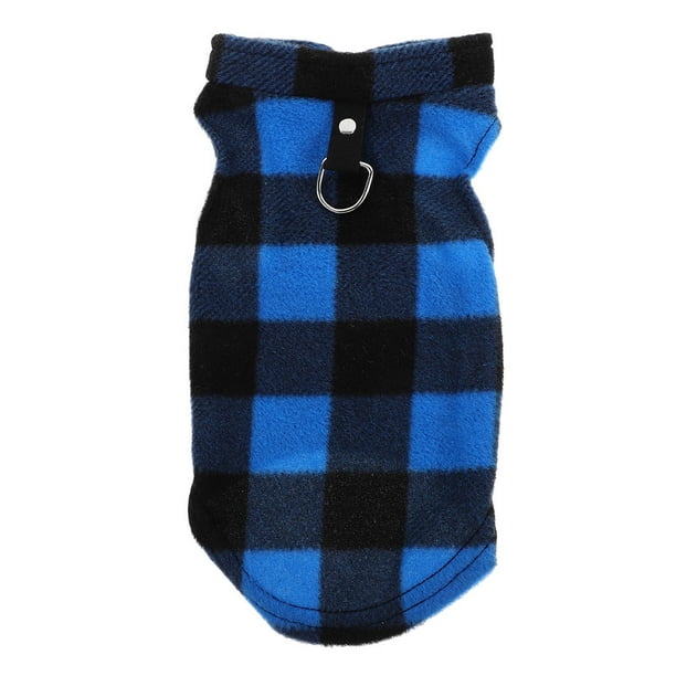 Chaleco a cuadros para perros pequeños, chaqueta de invierno para mascotas, con anilla en D y correa (talla L)