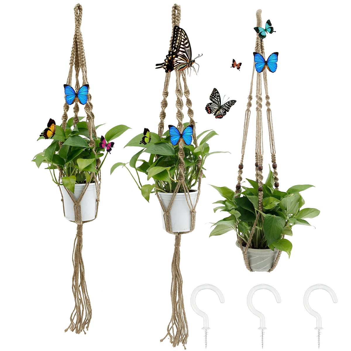 Vines & Flowers Great for Plants Handmade Wire Hanging Baskets with Hooks 