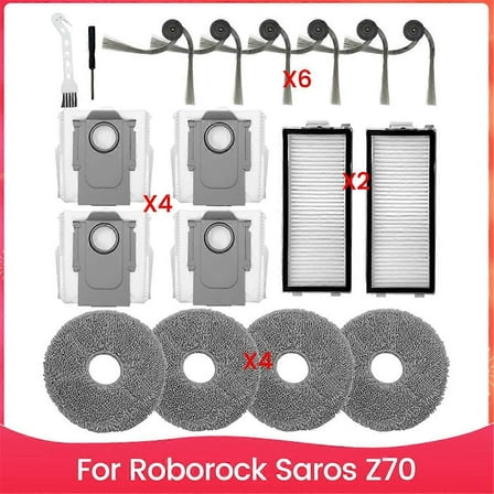 For Saros Z70 Vacuum Cleaner Side Brush Hepa Filter Mop Cloth Dust Bags Accessories Kit