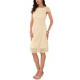 thumbnail image 4 of INSPIRAR CHIC Vestidos Midi de Cóctel para Invitadas de Boda con Manga Corta de Encaje Floral y Cuello Barco Dorado 2XL, 4 of 6