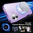 thumbnail image 2 of for iPhone 16 Case, with Magnetic Invisible Stand [Military Drop Protection] [Compatible with MagSafe] Shockproof Slim Translucent Anti-Slip Case Cover for iPhone 16, Purple, 2 of 6