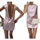 thumbnail image 2 of Minivestido de Fiesta de Satén Sin Mangas, Cuello Redondo y Espalda Descubierta para Mujer Rosa L, 2 of 7