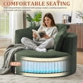 thumbnail image 4 of Muumblus 48.8" Oversized Accent Barrel Chair, Fluffy Round Lazy Sofa Chair for Adults, No Assembly Required, Green Corduroy, 4 of 9
