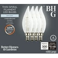 thumbnail image 2 of (2 pack) Better Homes & Gardens B10 LED Vintage Light Bulb, 4 Watts (40W Equivalent), Daylight, Thin Filament, E26, 4PK, 2 of 11