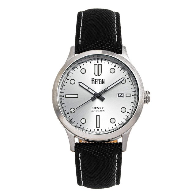 Reloj REIGN Henry Automático de Cuero con Revestimiento de Lona para Hombre