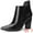 Black, variant on Pointed Toe Stone Printed Chunky Heels Short Ankle Boot Brown 8