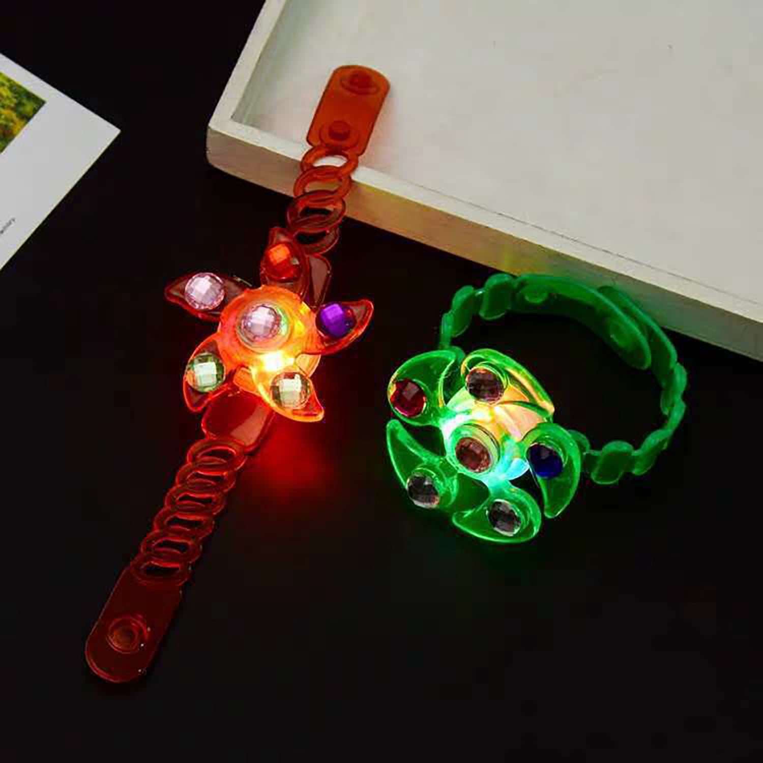 36 Packs LED Light Up Toys Party Favors for Kids Prizes Toys, 24 pcs Light Up Bumpy Rings and 12 LED Toy Bracelets For Birthday Classroom Rewards