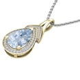 thumbnail image 2 of Dazzlingrock Collection 10X7mm Pear Aquamarine & Round White Diamond Teardrop Pendant for Women with 18 Inch Silver Chain (0.15 ctw, Color I-J, Clarity I1-I2) in 18K Yellow Gold, 2 of 4