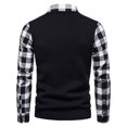 thumbnail image 4 of ZKCCNUK Men Casual Pullover Lattice Fake Two Splicing Turndown Buttons Sweater, 4 of 9