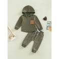 thumbnail image 3 of Toddler Baby Boy Girl Fall Winter Clothes Checkerboard Plaid Hoodie Sweatshirt Tops Elastic Waist Pants Set 2PCS Outfit, 3 of 9