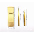 thumbnail image 2 of Juego de 2 pinzas de extensión de pestañas de Color dorado, pinzas de extensión de pestañas profesionales de acero inoxidable para volumen y clásico, 2 of 3