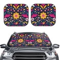 thumbnail image 2 of Balery 2 Piece Cinco De Mayo Floral Car Windshield Sun Shade|Foldable Front Windshield Shade for Car Front Window for Most Sedans SUV Truck-Large, 2 of 7