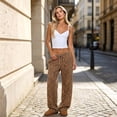thumbnail image 5 of Hsovts Womens Straight Leg Sweatpants Casual Drawstring Lounge Pants with Pockets Elastic Waist Relaxed Fit Animal Print Coffee S, 5 of 8