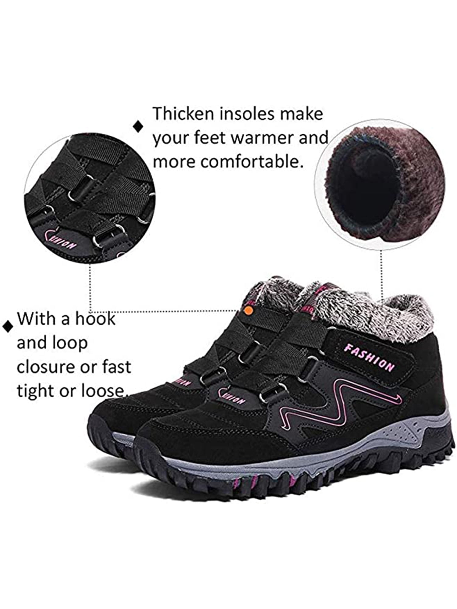 Audeban Women's Hiking Shoes Walking Trekking Camping Shoes Non-Slip Outdoor  Winter Snow Boots 