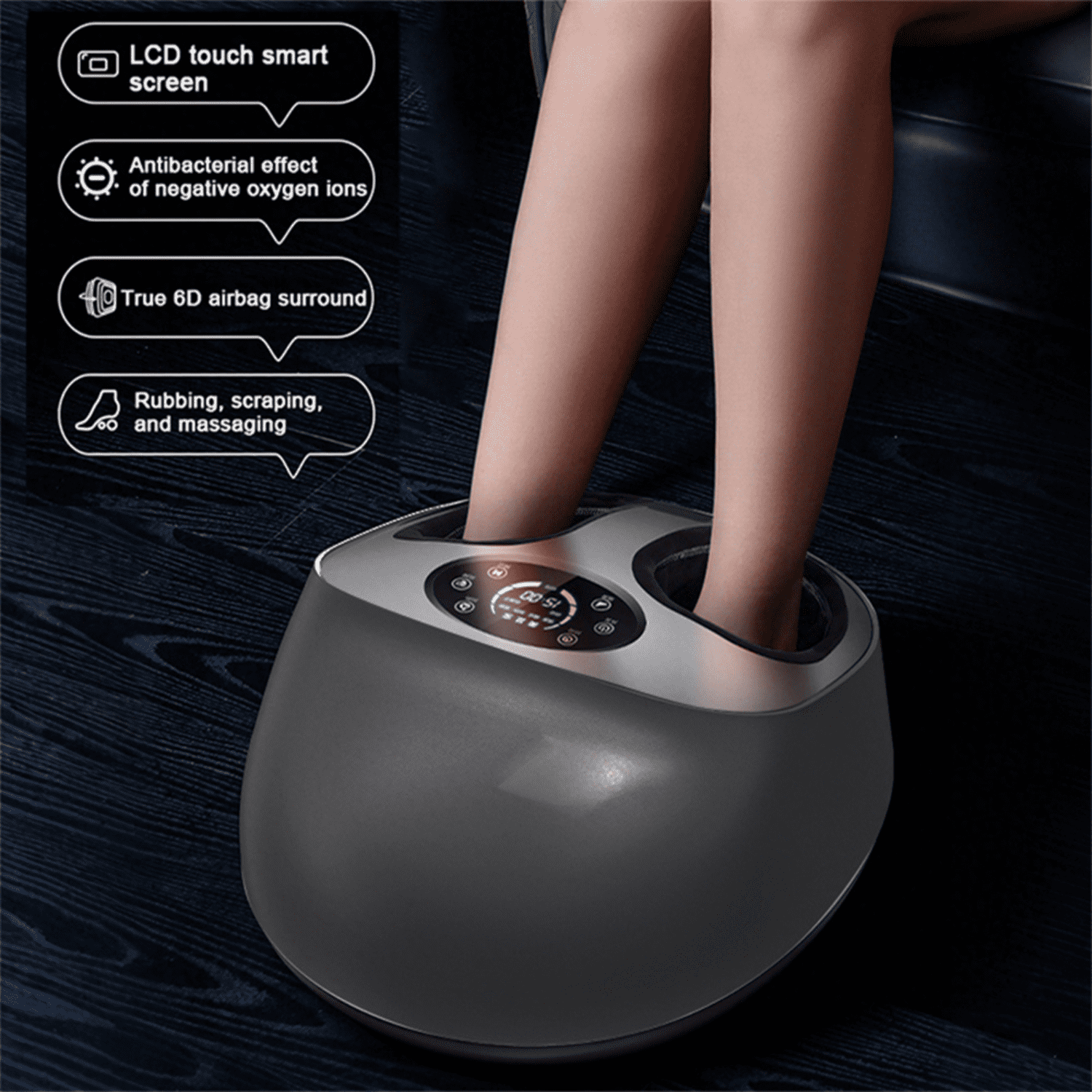 Foot Massager with Heat & Air Pressure, Shiatsu Deep Kneading Massage Machine with Multiple Modes, Ergonomic Design for Home Relaxation, Perfect Gift for Family & Friends