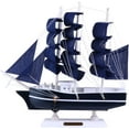 thumbnail image 1 of Wooden Sailing Ship Model Decor Handmade Nautical Sail Ship Tabletop Ornament Beach Home Decor, 1 of 5