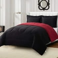 thumbnail image 1 of Shatex 3 Pieces Down Alternative Comforter Sets with 2 Pillow Shams - Ultra Soft Hypoallergenic Plush Microfiber Fill - Black and Burgundy, King, 1 of 5