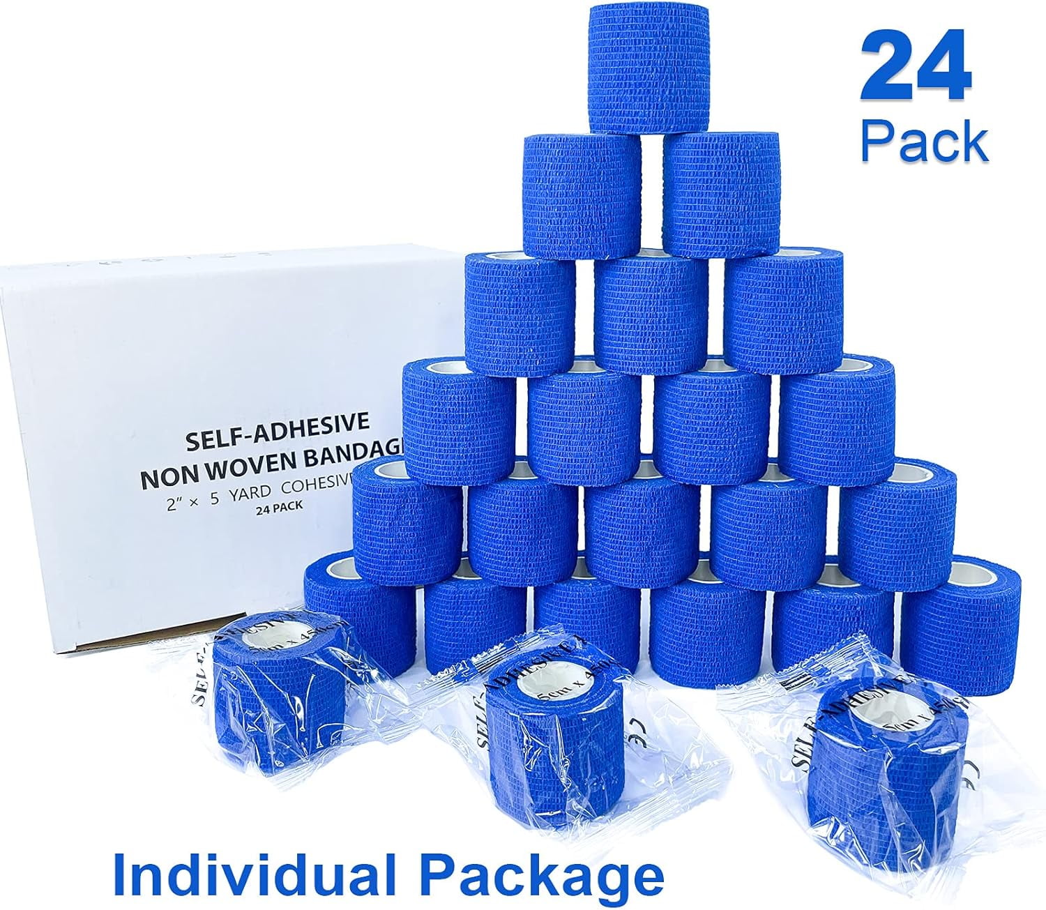 [8 Pack 4" x 5 Yards] Beige-Self Adhesive Cohesive Bandage Wrap, Self Adherant Non-Woven Wrap Rolls, Atheletic Tape for Wrist, Ankle, Hand, Leg, Premium-Grade Medical Stretch Wrap