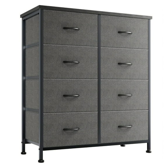 Dresser for Bedroom with 8 Drawers Tall Dresser & Chest of Drawers Fabric Dresser with Wood Top and Sturdy Steel Frame