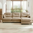 thumbnail image 3 of 107" Chenille Cloud Sectional Couches for Living Room, Fluffy Modular Cloud Couch Sectional with Chaise, Camel 3 Seater Sofa with Ottoman, Sofas para Sala, Comfy L Couch Set with Deep Seat, 3 of 11
