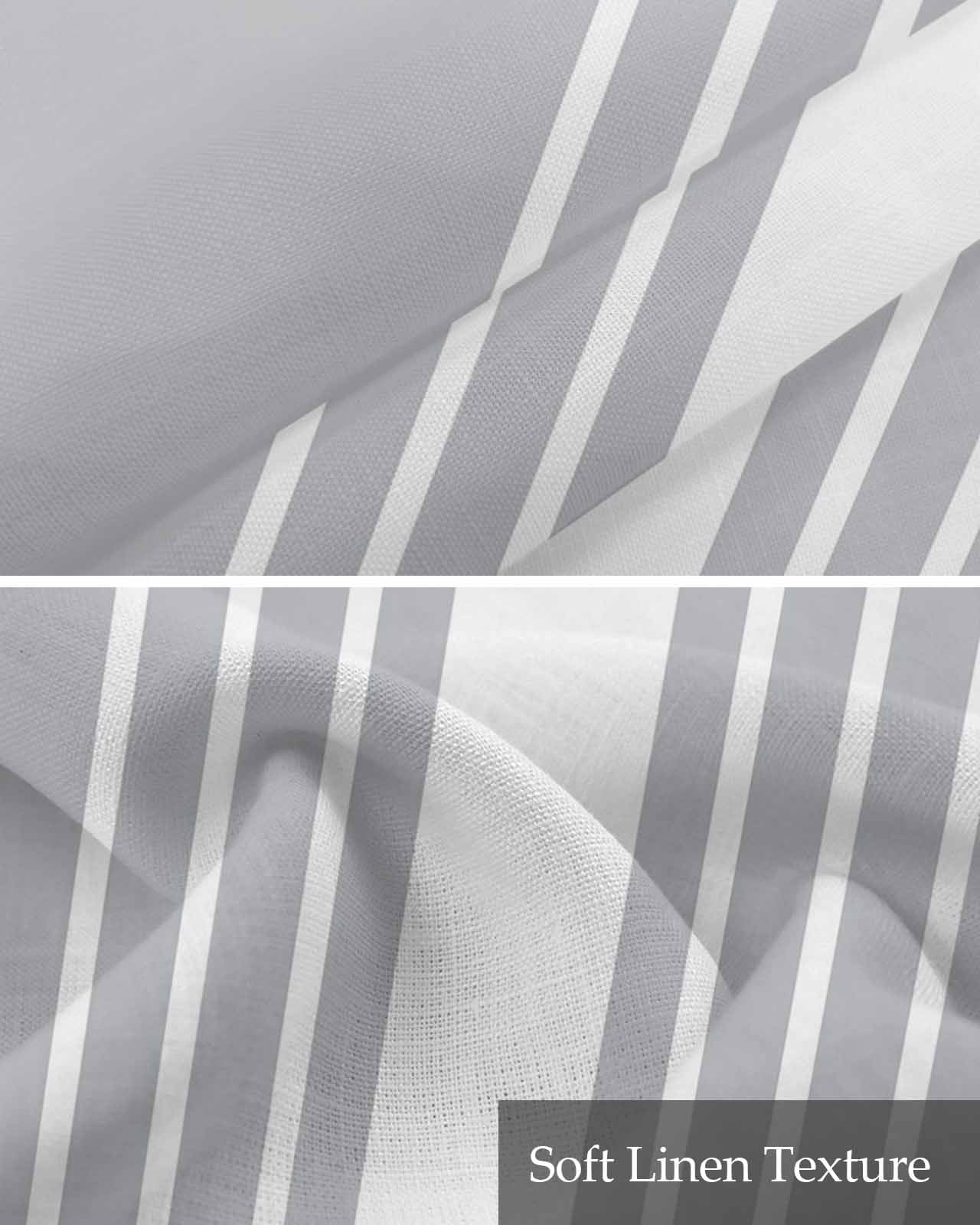 Light Grey Striped Kitchen Valances for Windows Farmhouse Linen Window Valance Curtain for Living Room Window Treatment White Simple Neutral Modern Valance Rod Pocket Topper Drape, 54 x 18 Inch