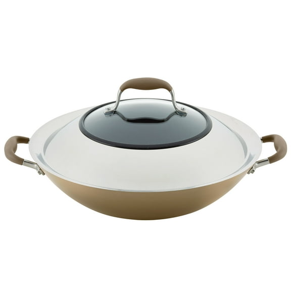 Anolon Advanced Home 14 inch Nonstick Wok with Side Handles and Lid, Bronze