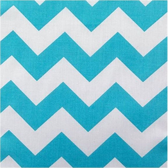 Chevron 1" Turquoise and White Poly Cotton 60 Inch Wide Fabric By the Yard