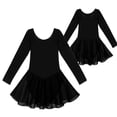 thumbnail image 7 of JanJean Little Girls Long Sleeves Gymnastic Leotard Ballet Dance Dress Ballerina Costume Tutu Dresses Black XS, 7 of 7