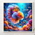 thumbnail image 3 of Peinture 5D à faire soi-même, perceuse carrée complète, tache de diamant, poisson Betta, décor artistique, 30x30cm, 3 of 9