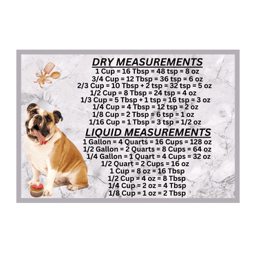 Bulldog Measuring Chart Magnet Kitchen Baking Guide