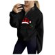 thumbnail image 2 of Pntutb Mujeres Otoño Invierno Estampado de Navidad Cuello en V Cremallera Manga larga tops Jersey Blusa Sudaderas Pntutb Pntutb-4247, 2 of 7