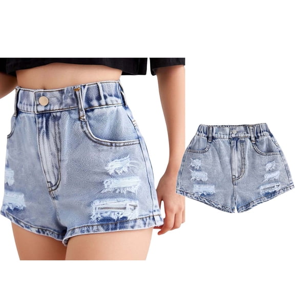 Denim Shorts for Girls Ripped Shorts Girls Baggy Jeans Cute Shorts Girls Jean Shorts Size 10-11 Years