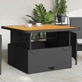 thumbnail image 1 of vidaXL Garden Table Black 110x110x71 cm Poly Rattan and Acacia Wood, 1 of 5