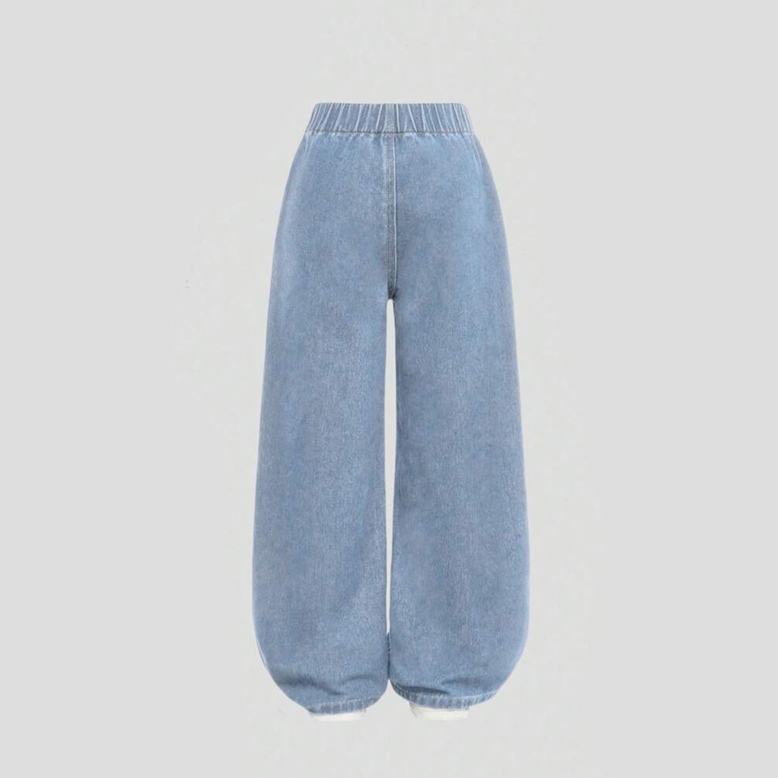 Karoyedx Teen Jeans Jeans for Girls Baggy Wide Leg Ripped High Waisted Denim Pants Y2K Boyfriend Skater Streetwear Cute Trousers Light Blue Size,9-10 Years