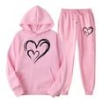 thumbnail image 2 of Feancey Limited Time Deals of The Day Womens Sweatsuits 2 Piece Set Plus Size Casual Heart Print Hoodies and Jogging Sweatpants Matching Sets Valentines Day Cute Tracksuit Y2K Pink S, 2 of 3