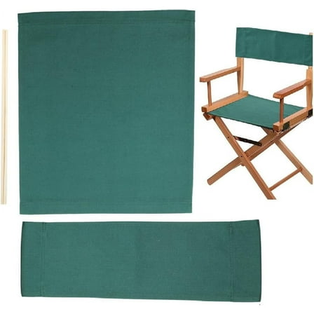 19~20x7~15" Chair Canvas Replacement Green Casual Director Movie Chair Covers Kit Seat and Back with Two Wood Stick Easy to Clean Folding Chair