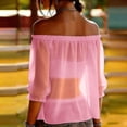 thumbnail image 6 of Bovxnpu Womens Off the Shoulder Tops Off Shoulder Blouse Chiffon Casual Fashion Trendy Tops Summer Tops, 6 of 9