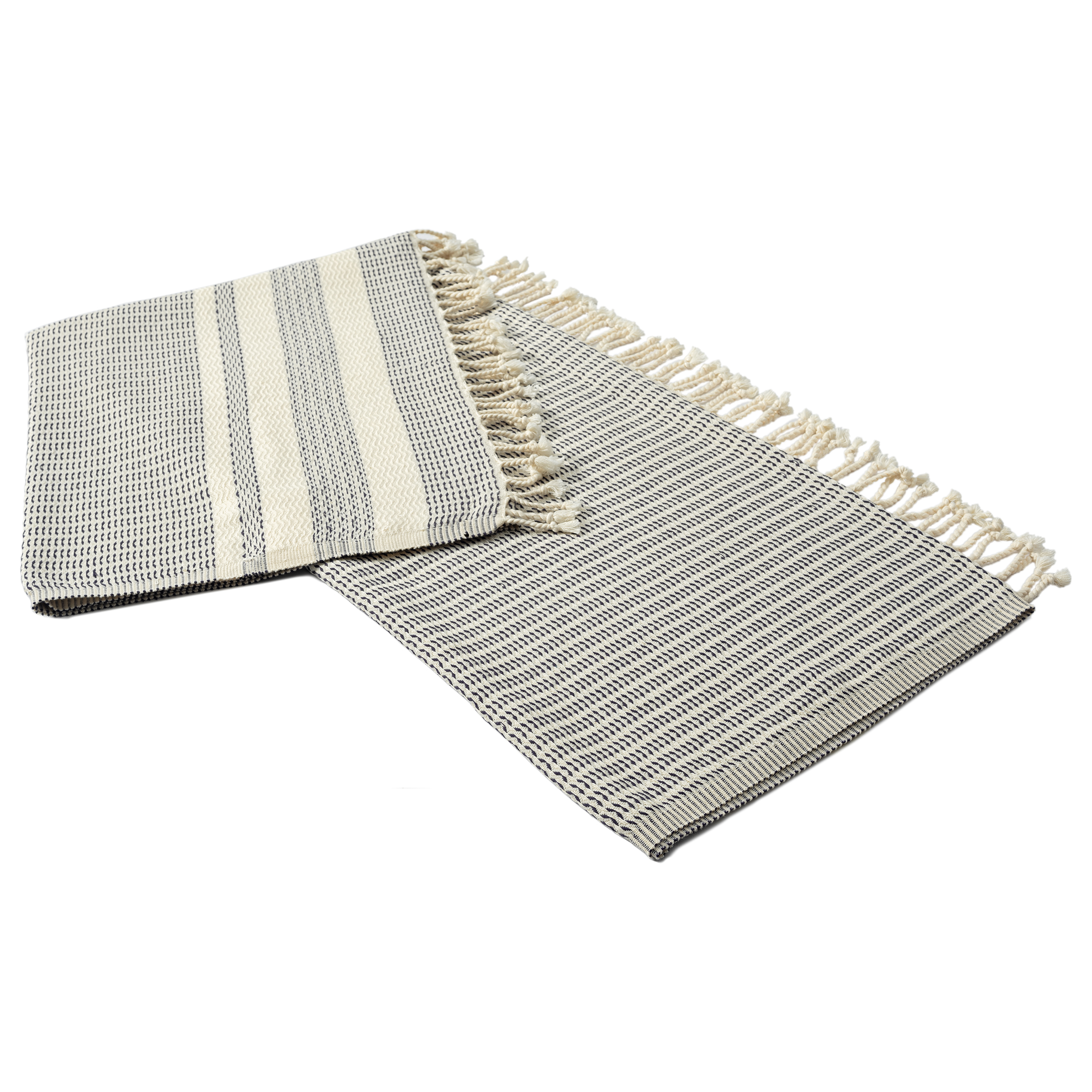 Ox Bay Navy Striped Ultra-Soft Turkish Cotton Throw Blanket, 50" x 60"