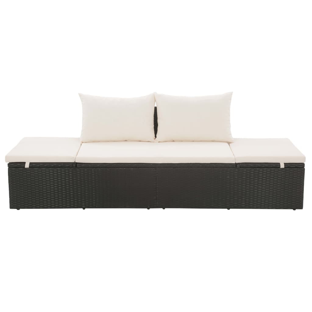 Kepooman Outdoor Patio Rattan Accent Sofa Daybed for Poly Garden, Black Kepooman Outdoor Patio Rattan Accent Sofa Daybed for Poly Garden, Black